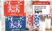 Food Lover's UHT Long Life Full Cream Or Low Fat Milk-6 x 1L Each