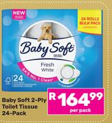Baby Soft 2-Ply Toilet Tissue 24 Pack-Per Pack