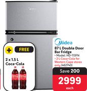 Midea 87Ltr Double Door Bar Fridge HD-113FN 