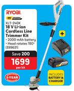 Ryobi 18V Li-Ion Cordless Line Trimmer Kit XLT-240K-Per Kit