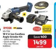 Ryobi 18V Li-Ion Cordless Angle Grinder Kit XG-115K-Per Kit