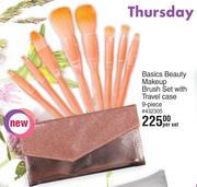 Basics Beauty Makeup Brush Set With Travel Case 9 Piece-Per Set