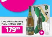 KWV 5 Year Old Brandy 750ml + 2 Glass Gift Set