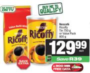 Nescafe Ricoffy Tin 750g Or Value Pack 800g-Each