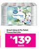 Great Value 2 Ply Toilet Tissue Roll-24s Each