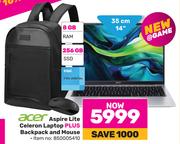 Acer Aspire Lite Celeron Laptop Plus Backpack & Mouse
