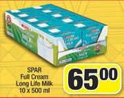 Spar Full Cream Long Life Milk-10 x 500ml