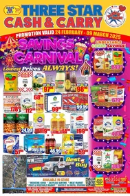 Three Star Cash & Carry : Savings Carnival (24 February - 09 March 2025)