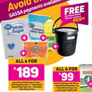 Great Value White Sugar 2.5Kg+Pan Vegetable Oil 2L+Great Value Iodated Table Salt 1Kg-For 4