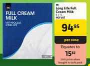 M Long Life Full Cream Milk-6 x 1L
