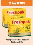 Freshpak Rooibos Tagless Teabags-For 2 x 80s