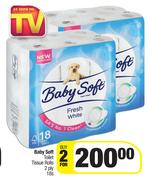 Baby Soft Toilet Tissue Rolls 2 Ply-For 2 x 18s