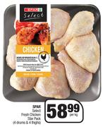 Spar Select Fresh Chicken Star Pack (4 Drums & 4 Thighs)-Per Kg