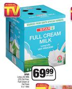 Spar Long Life Milk (2% fat Free, Full Cream Or Fat Free)-6 x 1L Per Pack