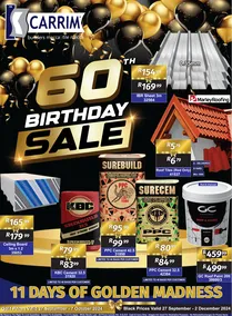 K Carrim Builders Mecca : 60 Birthday Sale (27 September - 02 December 2024)