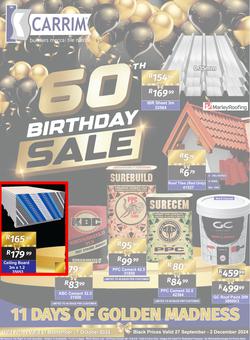 K Carrim Builders Mecca : 60 Birthday Sale (27 September - 07 October 2024), page 1