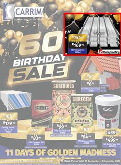 K Carrim Builders Mecca : 60 Birthday Sale (27 September - 07 October 2024), page 1