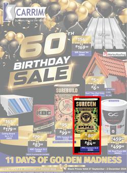 K Carrim Builders Mecca : 60 Birthday Sale (27 September - 07 October 2024), page 1