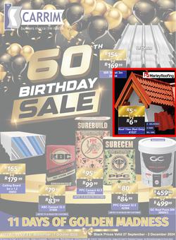 K Carrim Builders Mecca : 60 Birthday Sale (27 September - 07 October 2024), page 1
