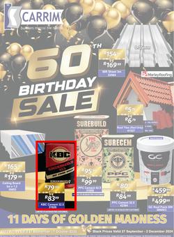 K Carrim Builders Mecca : 60 Birthday Sale (27 September - 07 October 2024), page 1