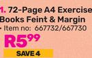 Pen + Gear 72 Page A4 Exercise Books Feint & Margin (667732/667730)