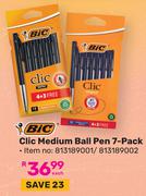 Bic Clic Medium Ball Pen 7 Pack (813189001/813189002)-Each