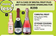 Brutal Fruit Ruby Apple NRBs 24 x 275ml Plus Four Cousins Blush Or Red Sparkling 750ml-Both For