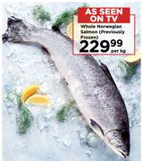 Whole Norwegian Salmon (Previously Frozen)-Per Kg