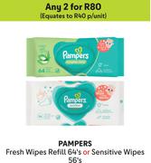 Pampers Fresh Wipes Refill 64's Or Sensitive Wipes 56's Pack-For Any 2 Packs