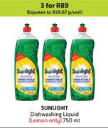 Sunlight Dishwashing Liquid (Lemon Only)-For 3 x 750ml