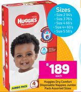 Huggies Dry Comfort Disposable Nappies Jumbo Pack Assorted Sizes- Each