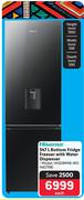 Hisense 347L Bottom Fridge/Freezer With Water Dispenser H450BMIB-WD