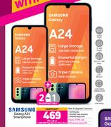 2 x Samsung Galaxy A24 Smartphone-On 1.2GB Red Top Up Core More Data + On Promo 75