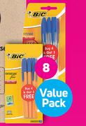 Bic Orange Fine Or Crystal Xtra Life 4+3 Free Pack (Assorted Colours)-Per Pack