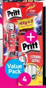 Pritt Glue Stick 43g (3 Pack) Plus Free 100g Multi Pack-Per Pack