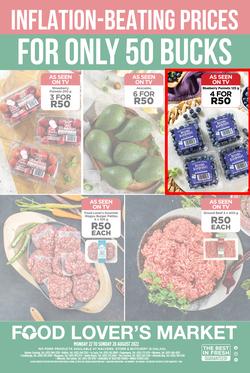 Food Lover's Market KwaZulu-Natal : Inflation Beating Prices For Only 50 Bucks (22 August - 28 August 2022), page 1