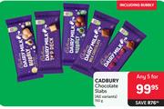 Cadbury Chcocolate Slabs(All Variants)-For Any 5 x 150g