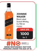 Johnnie Walker Black Label Scotch Whisky-Fo 3 x 750ml
