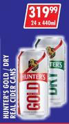 Hunter's Gold/Dry Real Cider Cans-24 x 440ml
