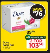 Dove Soap Bar-For 2 x 4 x 90g