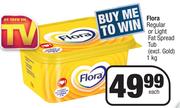 Flora Regular Or Light Fat Spread Tub (Excl. Gold)-1Kg Each
