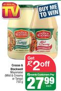 Crosse & Blackwell Mayonaise (Mild & Creamy Or Tangy)-750g Each