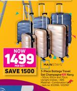 Mainstays 3 Piece Bottega Travel Set Champagne Or Navy-Per Set