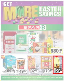 SPAR EASTERN CAPE : Get More Easter Savings (22 March - 03 April 2022) | Valid In Amahlathi, Bedford, Buffalo Flats, Cala, Centane, Hankey, Indwe, Idutywa, Komga, Lady Frere, Nemato, Nicks Food Berlin, page 1