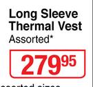 Heat Holders Long Sleeve Thermal Vest Assorted