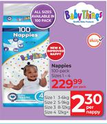 Baby Things Nappies 100 Pack Sizes 1-4-Per Pack