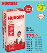 Huggies Gold Nappies Sizes 1-5 Value Pack-Per Pack