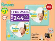 Pampers Premium Care Nappies Sizes 1-6-For 2 Per Pack