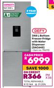 Defy 348L Bottom Freezer Fridge With Water Dispenser DAC645
