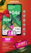 2 x Samsung Galaxy A04s 4G Smartphone-On 1GB Red Top Up Core More Data + On Promo 70